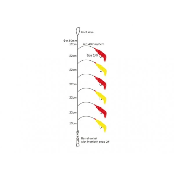 Spro Rode/Gele Makrelen Paternoster 3-Haaks Size 2/0 (135cm) 1 Spro Rode/Gele Makrelen Paternoster 3-Haaks Size 2/0 (135cm)
